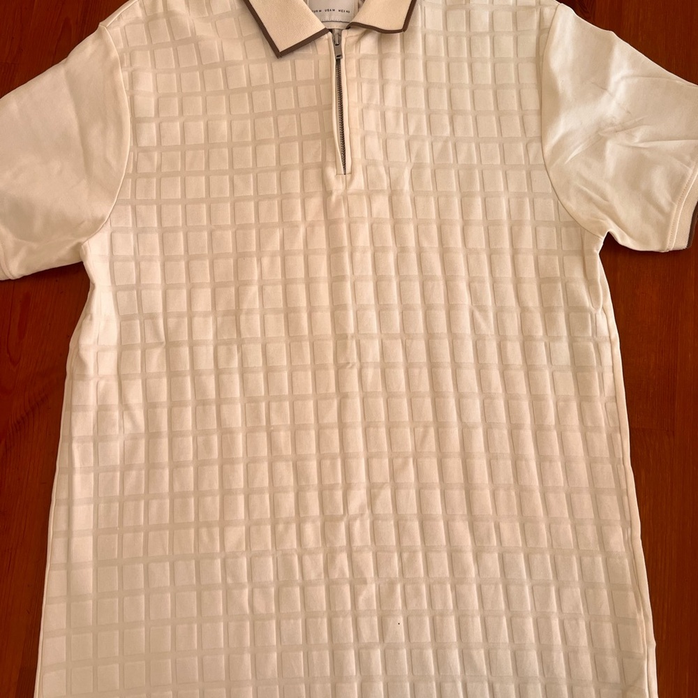 Denim & Flower White Textured Polo Shirt